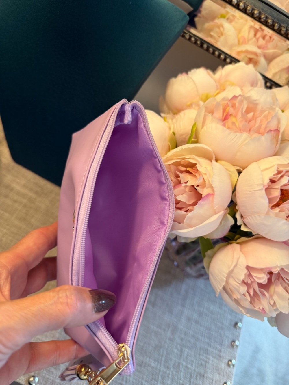 Low START Lilac Bow Wristlet Zipper Case with Ice Cream Charm - Picture 9 of 9